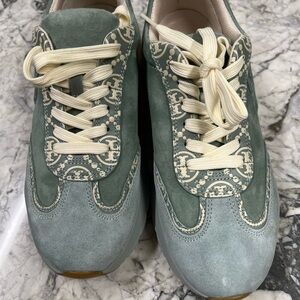Tory Burch Stylish Green and Cream Sneakers- brand new